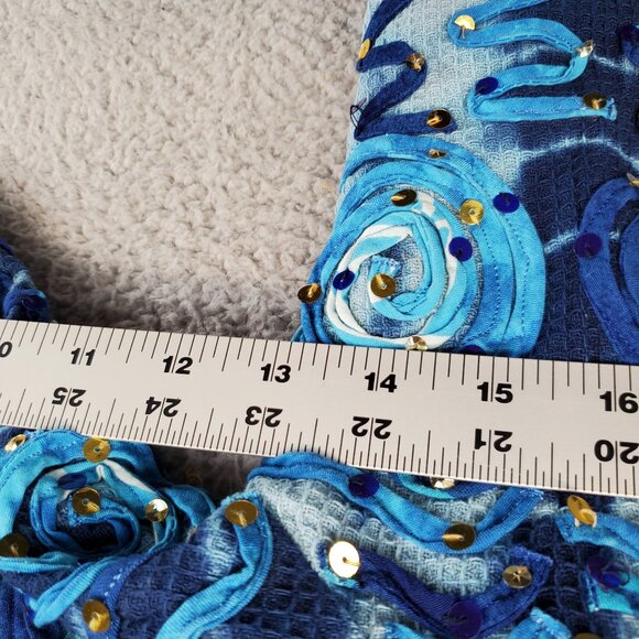 Pushpa Women’s Sequins Vintage Blazer Jacket Medium Size M Blue FLAW - Picture 8 of 12